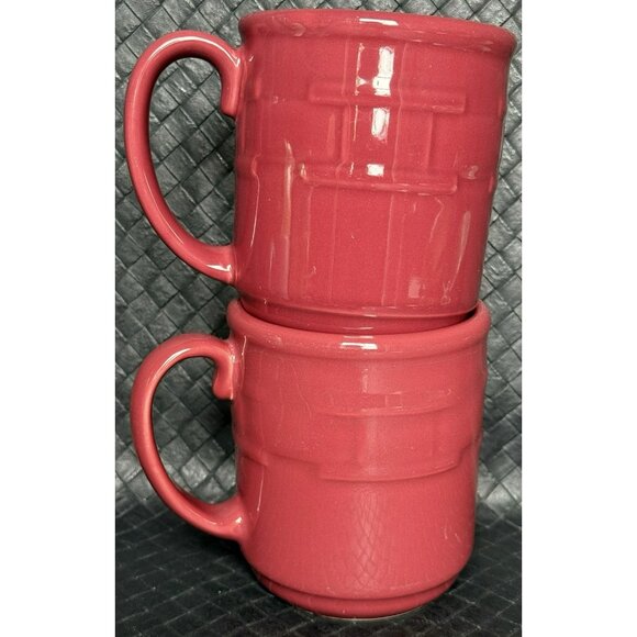 Longaberger Coffee Mugs Red Set Of 2 Ceramic - Picture 2 of 10